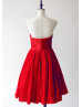 Red Pleats Velvet Short Prom Dress